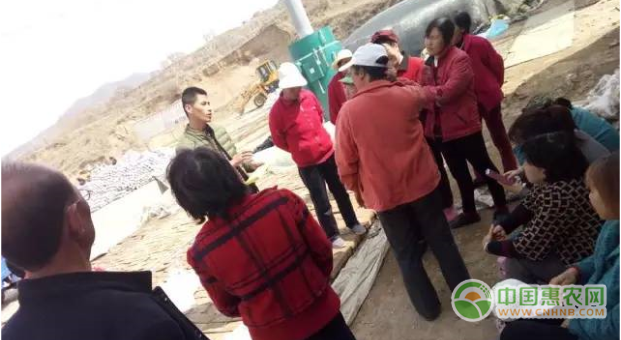 扶贫代领人高培芳在向村民讲解种植方法